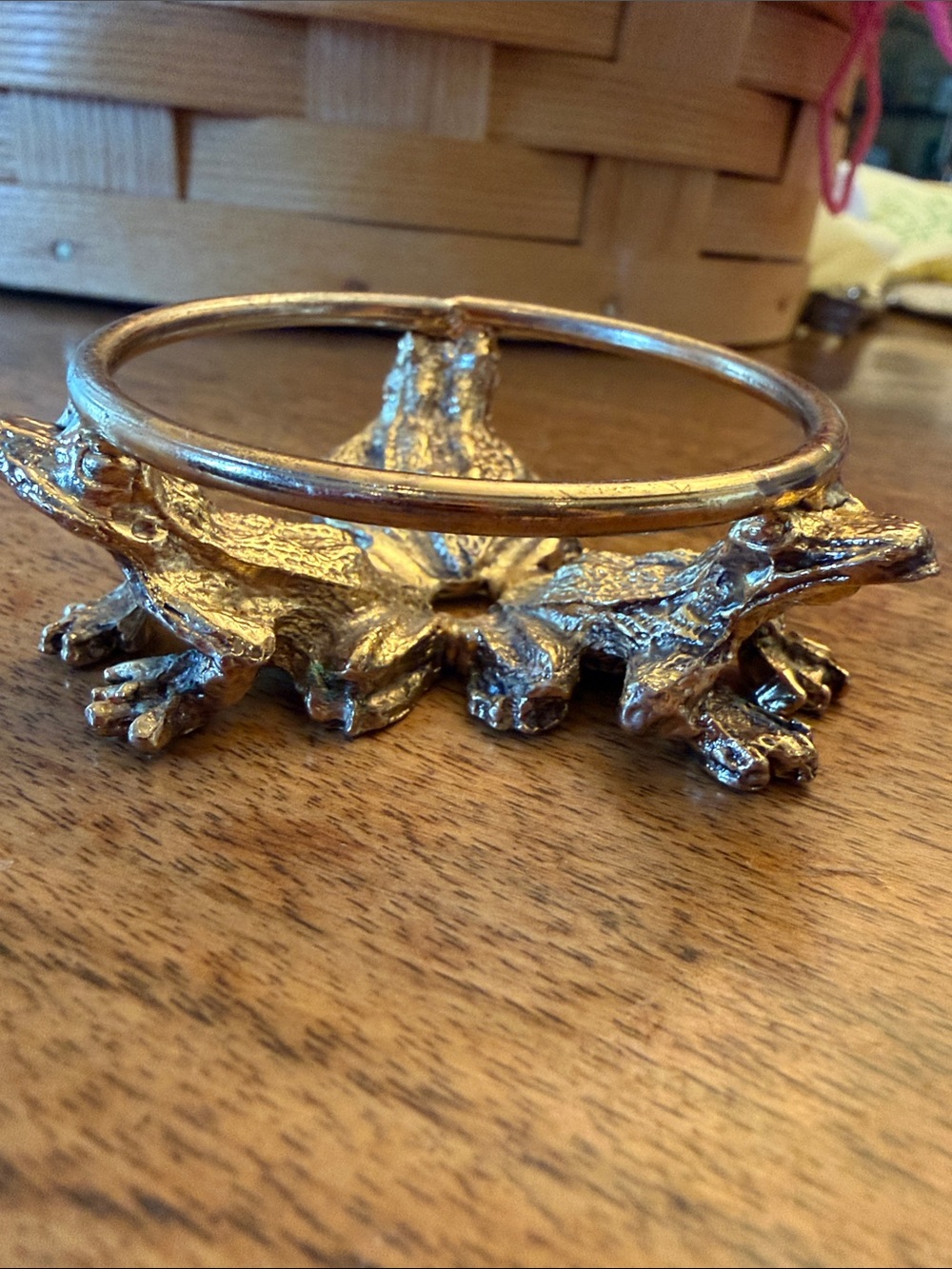 Crystal Ball Pewter Sphere Frog Pedestal